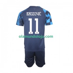 Camisola Croácia Brozovic 11 Criança Equipamento Segundo Copa do Mundo 2022 Manga Curta